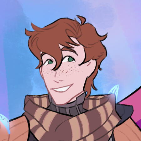 Digital illustration of a Destiny 2 original character. He's shown from the shoulders up and smiling.